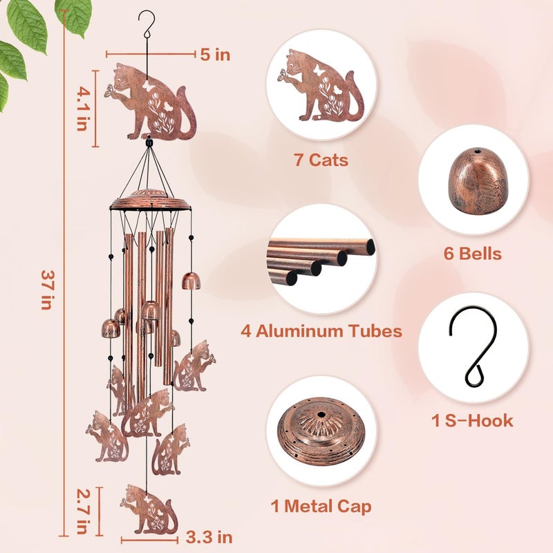 EZTZEN Cat Wind Chimes for Outside,Cat Gifts for Women/Men/Sympathy Gift/Memorial/Festival Birthday Gifts Metal windchimes Outdoors/Indoors,Patio,Garden Decor,Yard Decor,Porch - Image 4